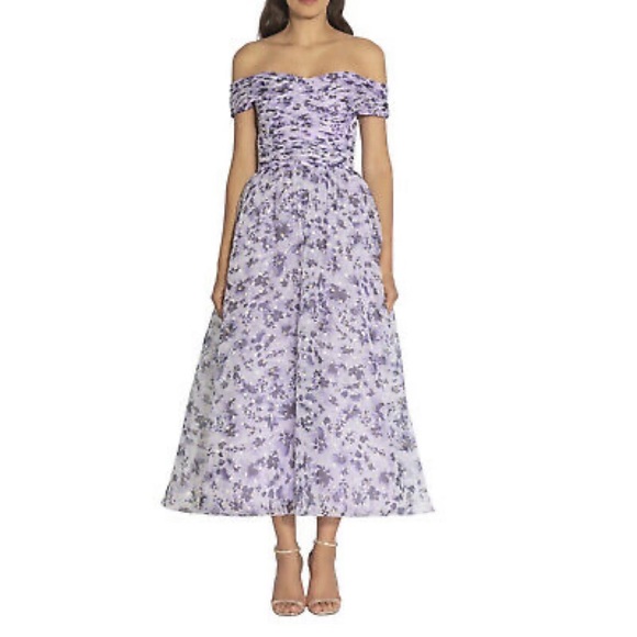 New Shoshanna -Meraki Fleur Clip Dot Purple Midi Dress - Picture 2 of 12